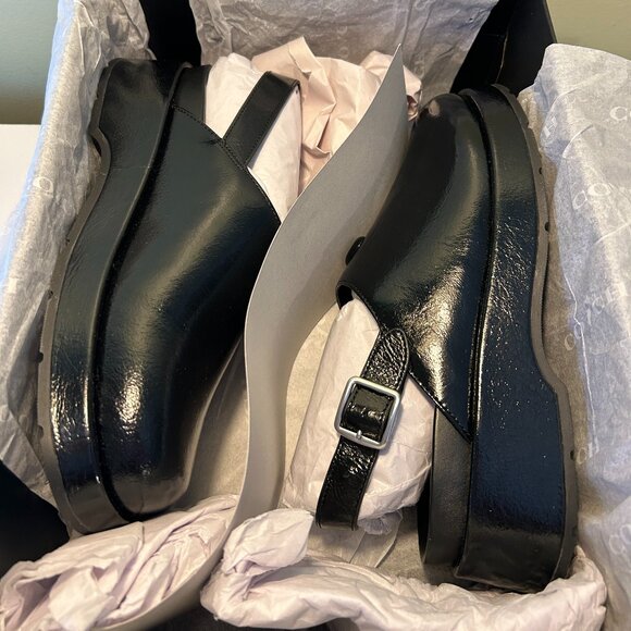 Coach Womens Sculpted C Glazed Leather Slingback Platform Clogs - Picture 14 of 15